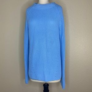 🌷SOLD🌷100% cotton baby blue knit sweater wide neck size M